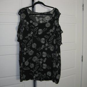 Catherines 4x cold shoulder floral blouse